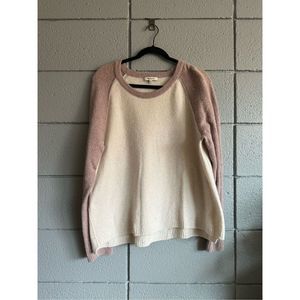 Madewell Baseball Sleeve Sweater in Cream and Mauve size XL